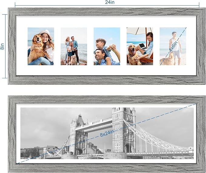 8x24 Picture Frame 2 Pack, Rustic Grey Wood Frame - Image 2