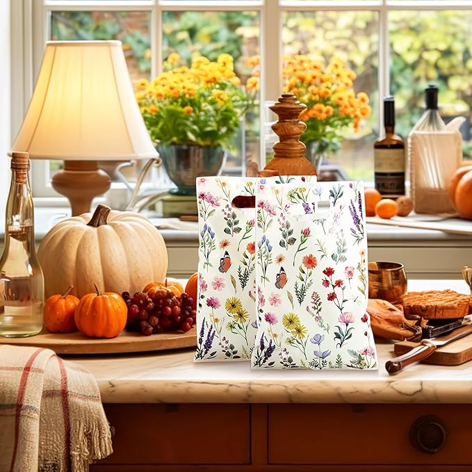 100 Pcs Wildfloral Gift Bags Vintage Wildflower Party Favor Bag - Image 6