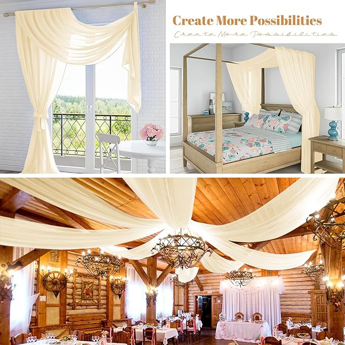 4 Panels Ivory Wedding Arch Draping Fabric Cheesecloth Fabric 35" x20FT Gauze - Image 8
