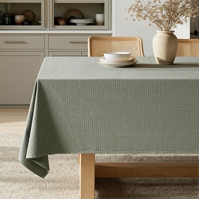 MIULEE Olive Green Linen Cottton Table Cloth Rectangle Tablecloth Waterproof by MIULEE