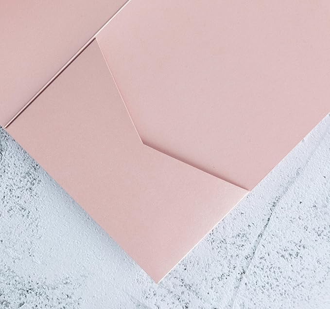 20 PCS Blush Pink Tri-fold Laser Cut Wedding Invitation Pockets - Image 6