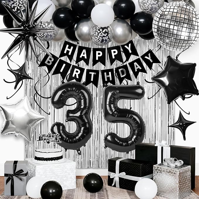35th Birthday Decorations for Men Women, Fringe Curtains Kit by Birthdaypartyexpert