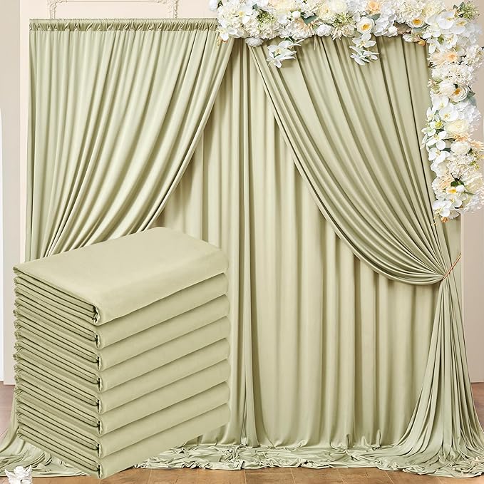 40 ft x 10 ft Wrinkle Free Sage Green Backdrop Curtain by Outpain