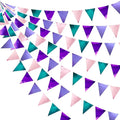 Mermaid Party Decorations Purple Pink and Teal Aqua Metallic Fabric Triangle by pinkblume