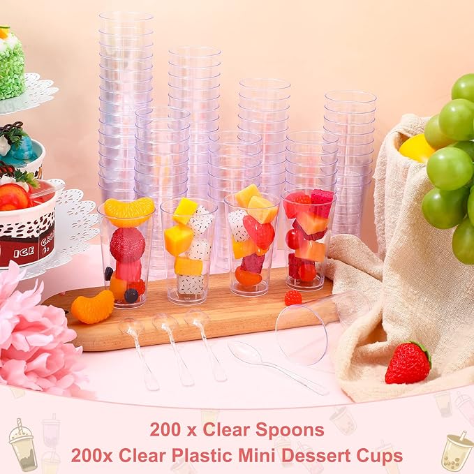 CHENGU 3 oz Clear Plastic Mini Dessert Cups - Image 4