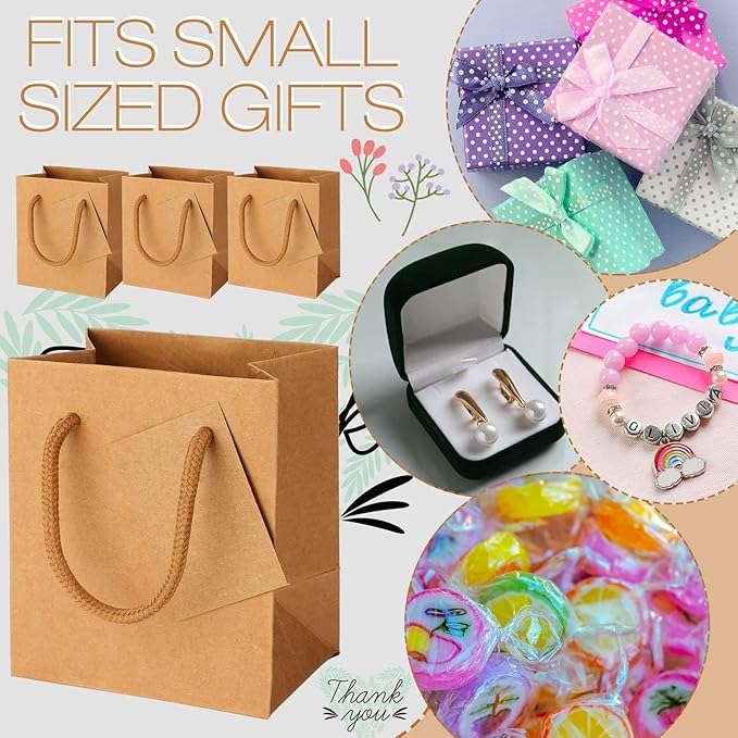 Sherr 100 Pack Mini Gift Bags Bulk, 4 x 2.75 x 4.5 Inches Paper Bags - Image 5