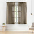 Vision Home Brown Pinch Pleated Semi Sheer Curtains Textured Linen Blended by VisionHome