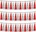 3P Red Silver Foil Fringe Metallic Tassel Streamers Banner Tassel Garland by HYSILLA