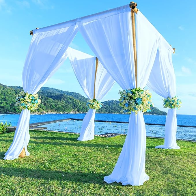 PARTISKY 10ftx10ft Blue Chiffon Sheer Backdrop Curtains, Wrinkle-Free Wedding - Image 9