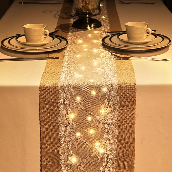 Xinnun 6 Pack Burlap Table Runner - Image 2