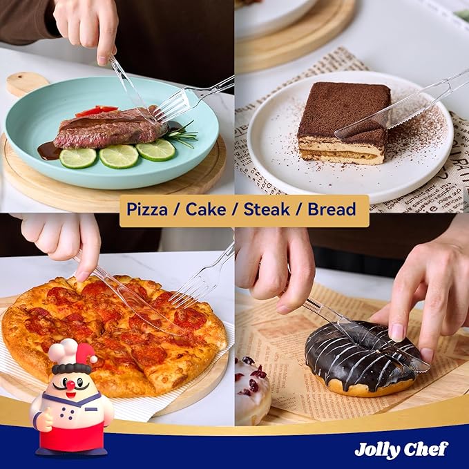 JOLLY CHEF 300 Count Clear Plastic Knives Heavy Duty, 7.7" Heat Resistant Solid - Image 6