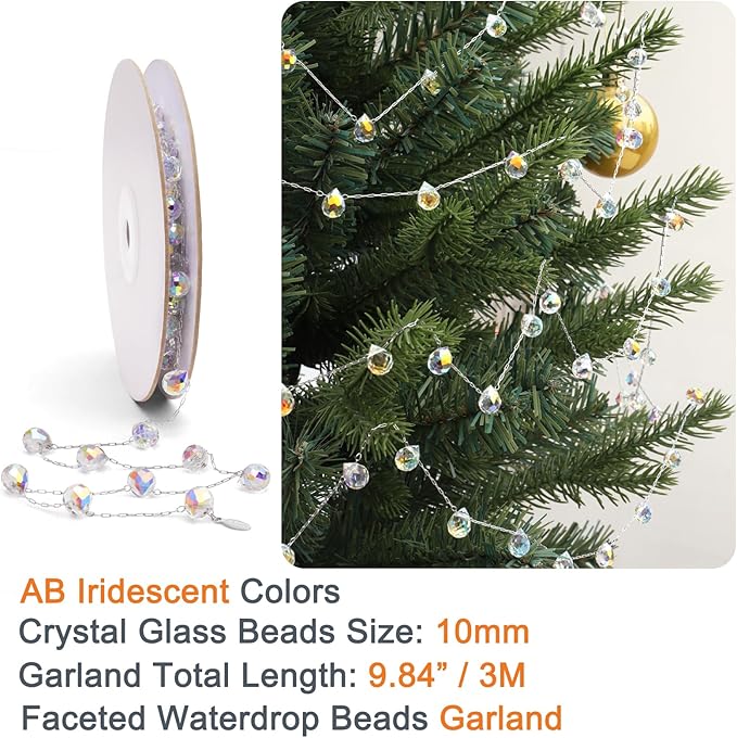 Christmas Garland, 9.8Ft Crystal Glass Beads Strands - Image 2