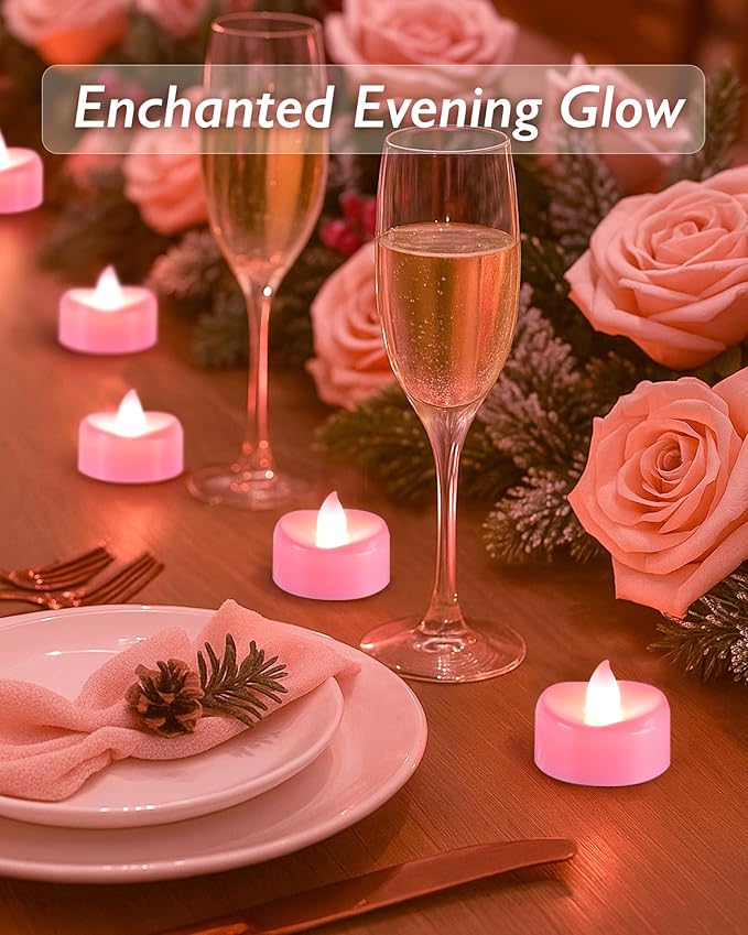 Raycare Pink LED Tea Lights Battery Operated, 200+Hour Flickering Votive Candles - Image 7