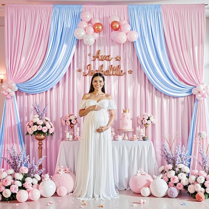 Pink Satin Backdrop Curtains 2 Panels - Image 7