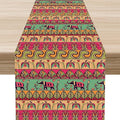 Boho Table Runner, Indian Bohemian Elephant Mandala Paisley Floral Hippie Art by Unknown