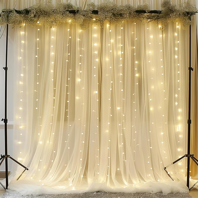10ft x 10ft Beige Chiffon Backdrop Curtain - Image 3