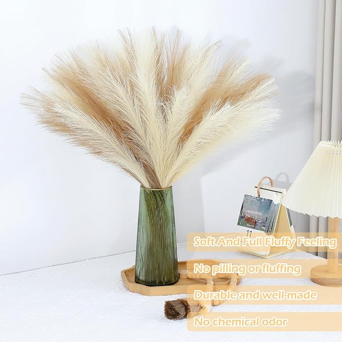Pampas Grass Decor 30 Pcs 21.7 Inch Faux Brown Pampas Grass Bulk Artificial - Image 3