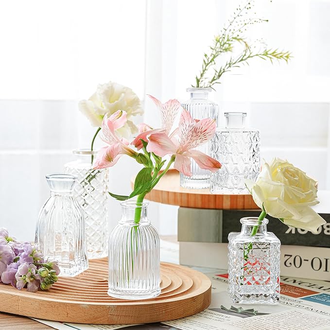 ComSaf Glass Bud Vases Set of 32, Small Clear Bud Vases in Bulk, Mini Flowers - Image 5