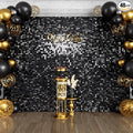 Qcity Black Shimmer Wall Backdrop 48PCS, Square Sequin Glitter Backdrop Panel by QCITY