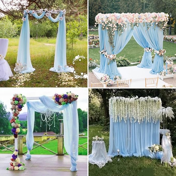 6 Panels Wedding Arch Drapery Baby Blue 28"x20Ft Wedding Arch Draping Fabric - Image 7