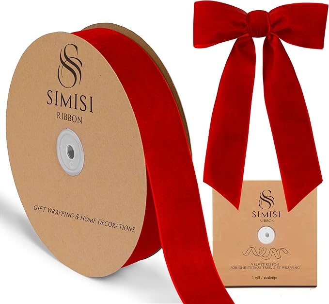 Red Velvet Ribbon 1.5'' 25 Yards by SIMISIRIBBON