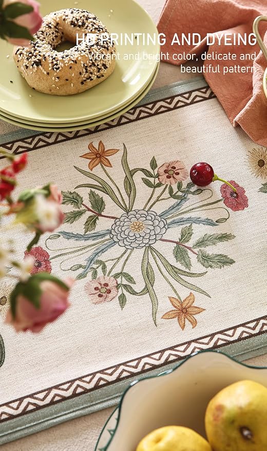 ISAENNE Designer French Country Linen Table Runner 102 Inches Long, Elegant - Image 4