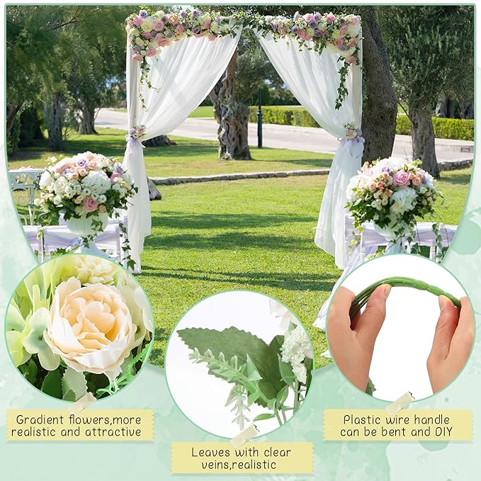 Tigeen Artificial Flowers Artificial Peonies Silk Flowers Faux Peony Fake Peony - Image 3
