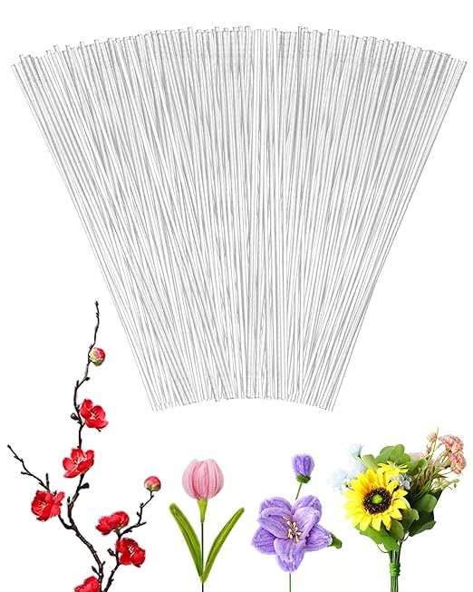 50 PCS FIVEIZERO 16 Gauge White Floral Wire Stems by FIVEIZERO