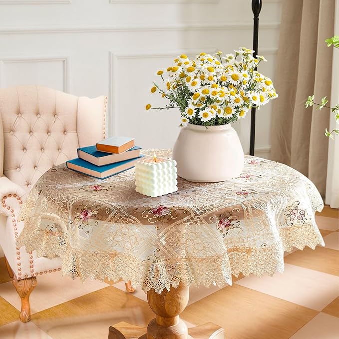 Warm Home Designs 70 Inch Round Tablecloth. Use Small Gold Tablecloth as by WarmHomeDesigns