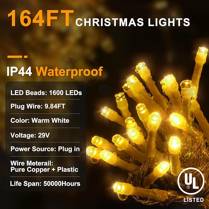 KNONEW 164FT 1600 LED Christmas Lights Outdoor Decoration - Image 6