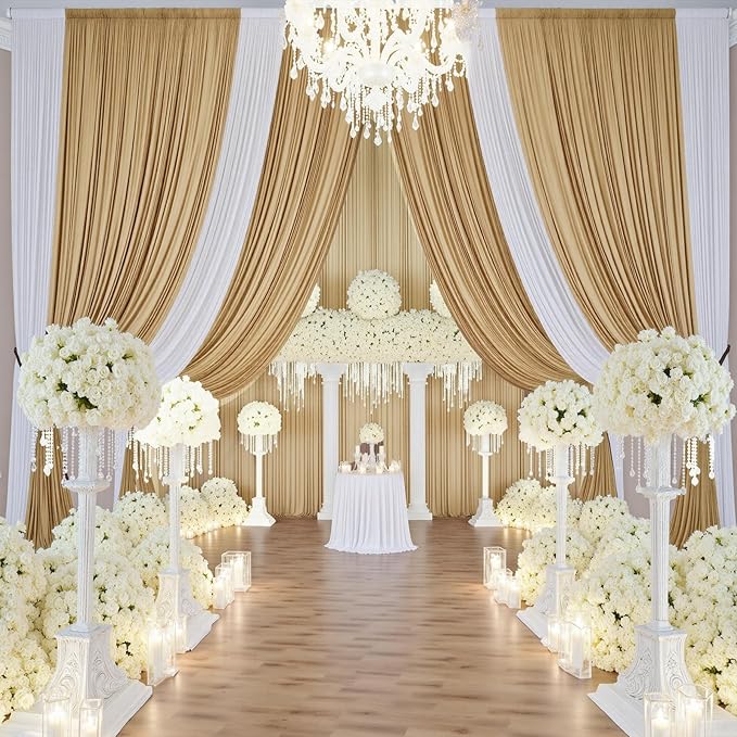 10ft x 15ft Beige Wrinkle Free Backdrop Curtains - Image 6
