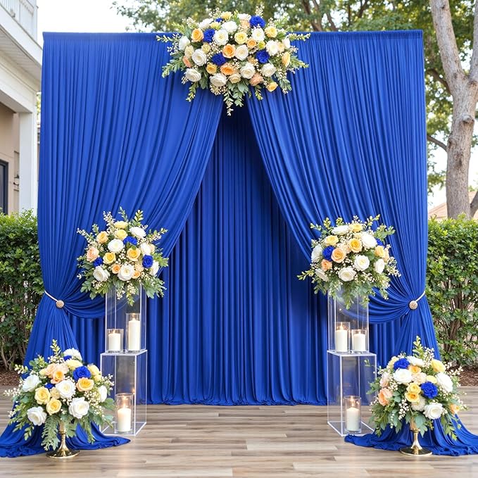 60ftx12ft Wrinkle Free Royal Blue Backdrop Curtain, 12 Panels 12FT Height Royal - Image 5