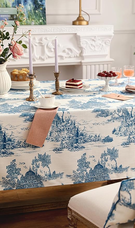 patdrea Designer Vintage Cyan Long Tablecloth - Image 4