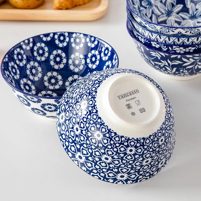 vancasso SELENE 24 oz Cereal Bowls set of 6, Ceramic Soup Bowls - Image 9