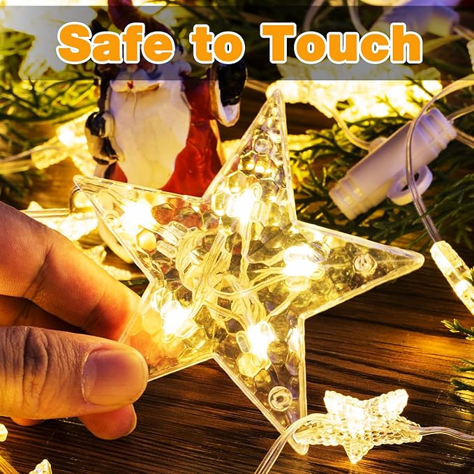 Rechargeable Stars Christmas Window Lights, IP65 Waterproof 90 LEDs 54 Stars - Image 3