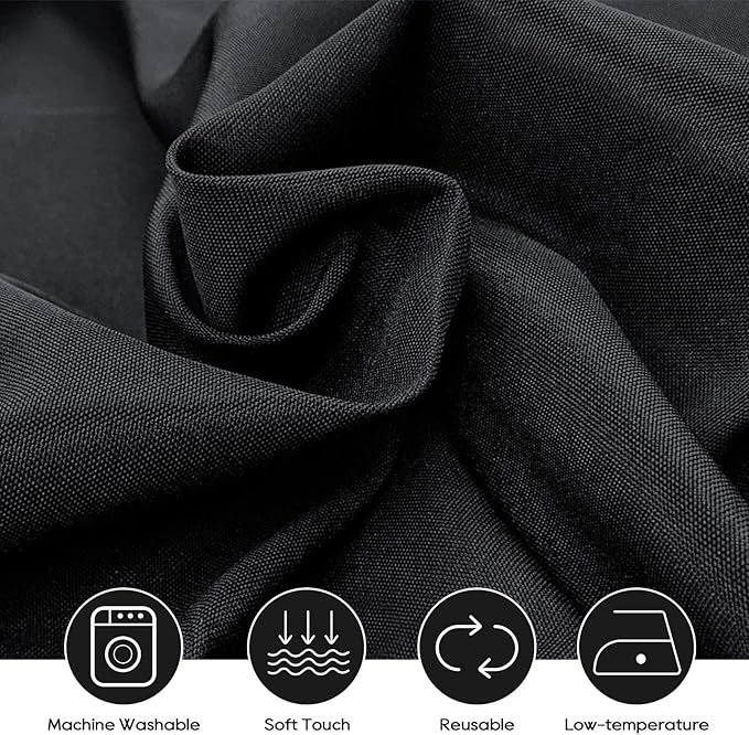 Surmente 5 Pack Black Tablecloth 90 x 132-inch Rectangular Polyester Table Cloth - Image 3