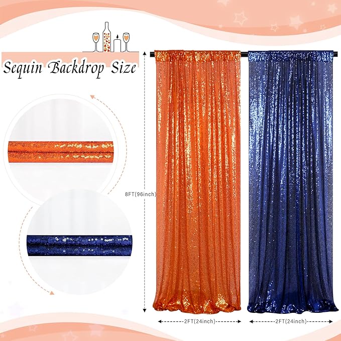 ShinyBeauty Navy and Orange Backdrop - Image 2