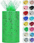 Glitter Tulle Rolls, 6” by 50 Yards Sparkling Tulle Spool Ribbon Sequin Tulle by Miegecha