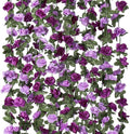 KHOYIME 18 Pack 144 FT Artificial Flower Garland, Fake Purple Roses Vines Silk by KHOYIME
