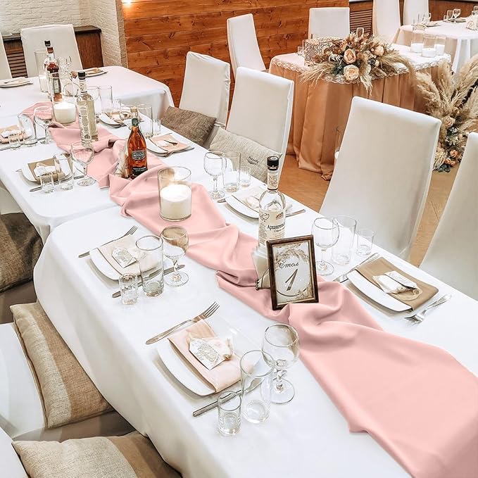 10 Pack 10ft Baby Pink Chiffon Table Runners Wedding Table Runner Sheer - Image 7