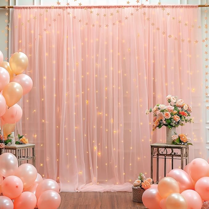 10×10ft Peach Tulle Backdrop Curtain - Image 7