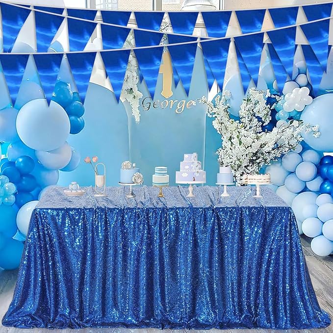40M/130FT Blue Triangle Pennant Banner Flag Metallic Fabric Bunting Garland - Image 3
