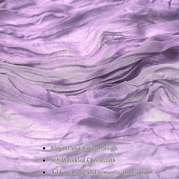6-Pack Lilac Cheesecloth Table Runners – 10FT Boho Rustic Gauze Fabric Cheese - Image 5