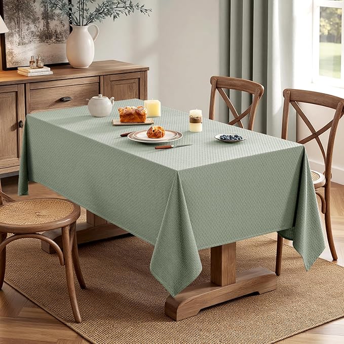 MIULEE Sage Green Linen Cottton Table Cloth Rectangle Tablecloth Waterproof - Image 4