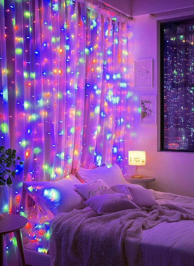 Brightown 300 LED Fairy Curtain Lights, 9.8ft x 9.8ft Multicolor Curtain String - Image 4