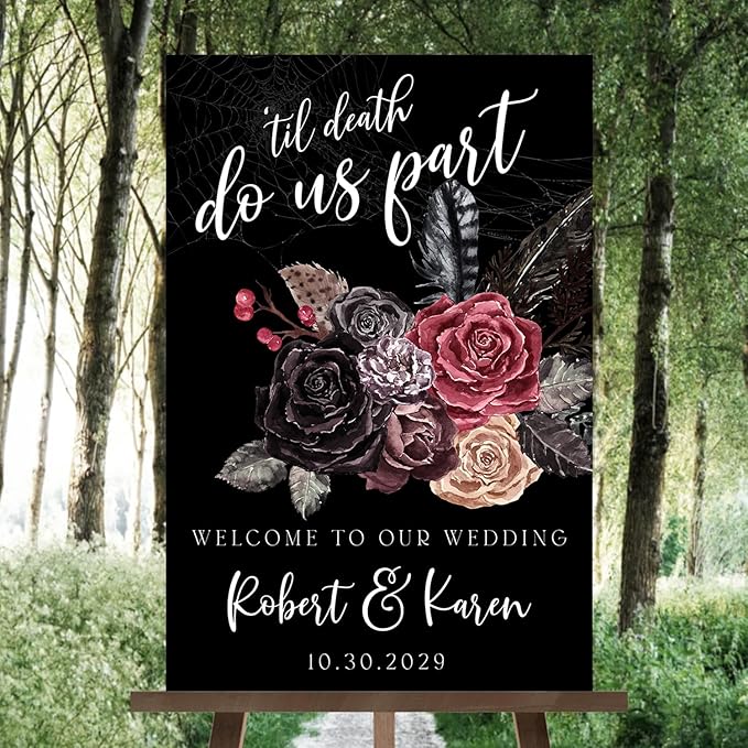 Welcome To Our Wedding Sign, Halloween Couples Shower, Gothic Love Wedding - Image 2