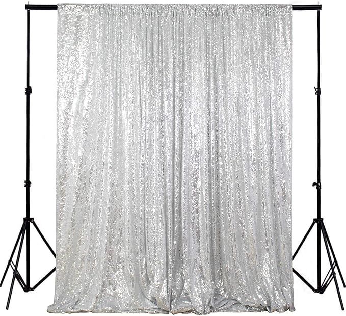 ShiDianYi 4FTX6FT-Silver-SEQUIN Photo Backdrop, Wedding Photo Booth, by ShiDianYi