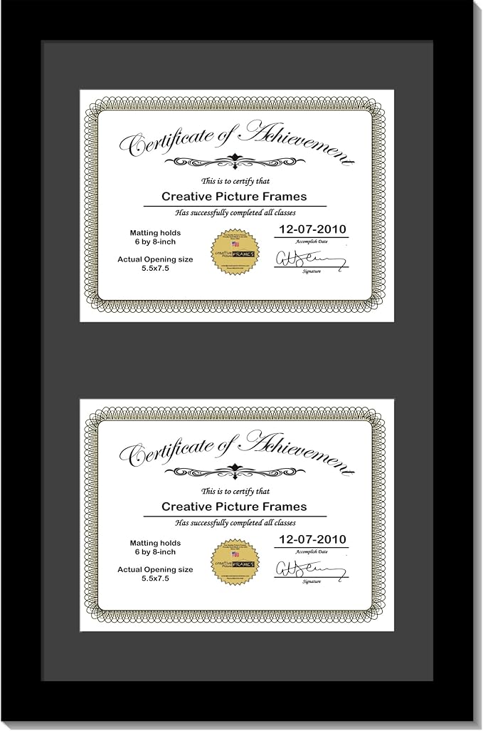 Creative Picture Frames 10X16Bk-B Black Vertical Double Diploma Frame by CreativePictureFrames