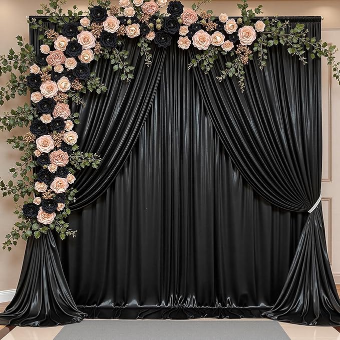 30x10 ft Wrinkle Free Black Sequin Backdrop Curtain - Image 7