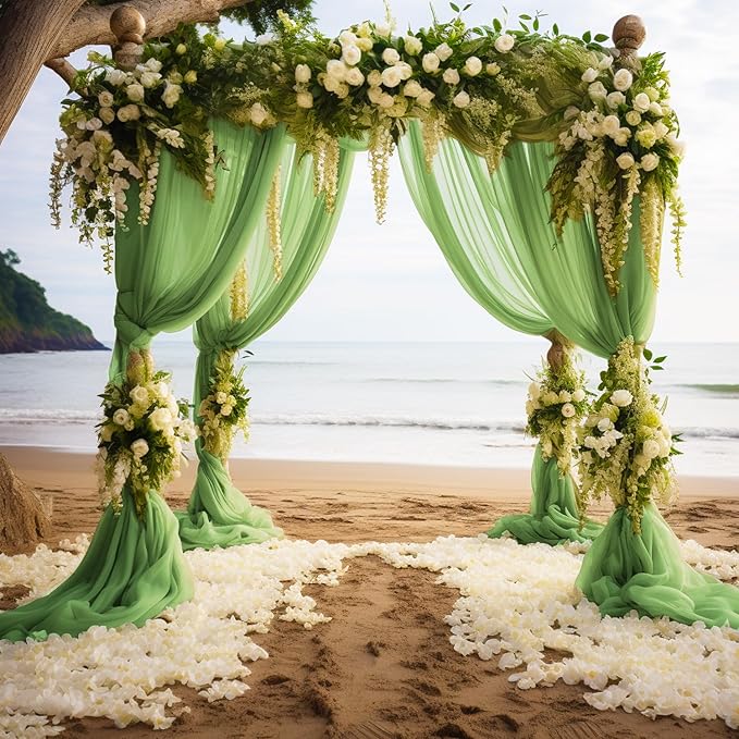 Wokceer Wedding Arch Draping 28.7" x 20FT Sage Green Sheer Fabric Backdrop - Image 7
